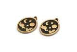 Brass Oval Charm, 2 Raw Brass Oval Charms With 1 Loop, Copper Cloud Findings, Copper Moon And Star Findings (20x15x1.4mm) N2315