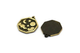 Brass Octagon Charm, 2 Raw Brass Octagon Charms With 1 Loop, Cloud Findings, Moon And Star Findings (19x16x1.5mm) N2333