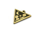 Brass Triangle Charm, 2 Raw Brass Triangle Charms With 1 Loop, Cloud Findings, Moon And Star Findings (20x18x1.4mm) N2339