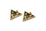 Brass Triangle Charm, 2 Raw Brass Triangle Charms With 1 Loop, Copper Cloud Findings, Copper Moon And Star Findings (20x18x1.4mm) N2340