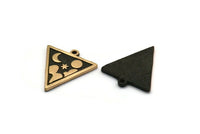 Brass Triangle Charm, 2 Raw Brass Triangle Charms With 1 Loop, Copper Cloud Findings, Copper Moon And Star Findings (20x18x1.4mm) N2340