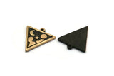 Brass Triangle Charm, 2 Raw Brass Triangle Charms With 1 Loop, Copper Cloud Findings, Copper Moon And Star Findings (20x18x1.4mm) N2340