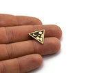 Brass Triangle Charm, 2 Raw Brass Triangle Charms With 1 Loop, Copper Cloud Findings, Copper Moon And Star Findings (20x18x1.4mm) N2340