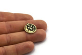 Brass Round Charm, 2 Raw Brass Crescent Moon And Star Charms With 1 Loop, Findings (19x17x1.4mm) N2327