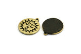 Brass Round Charm, 2 Raw Brass Round Charms With 1 Loop, Sun Findings, Sun Face Charms (19x17x1.4mm) N2321