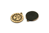 Brass Round Charm, 2 Raw Brass Round Charms With 1 Loop, Copper Sun Findings, Copper Sun Face Charm (19x17x1.4mm) N2322