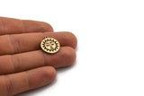 Brass Round Charm, 2 Raw Brass Round Charms With 1 Loop, Copper Sun Findings, Copper Sun Face Charm (19x17x1.4mm) N2322