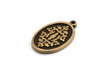 Brass Oval Charm, 2 Raw Brass Oval Charms With 1 Loop, Copper Motif Findings, Copper Ethnic Motif Charms (22x13x1.4mm) N2312