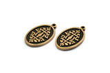 Brass Oval Charm, 2 Raw Brass Oval Charms With 1 Loop, Copper Motif Findings, Copper Ethnic Motif Charms (22x13x1.4mm) N2312