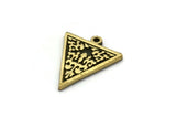 Brass Triangle Charm, 4 Raw Brass Triangle Charms With 1 Loop, Motif Findings, Ethnic Motif Charms (19x16x1.5mm) N2302