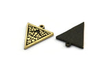 Brass Triangle Charm, 4 Raw Brass Triangle Charms With 1 Loop, Motif Findings, Ethnic Motif Charms (19x16x1.5mm) N2302