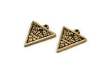 Brass Triangle Charm, 4 Raw Brass Triangle Charms With 1 Loop, Copper Motif Findings, Copper Ethnic Motif Charms (19x16x1.5mm) N2303