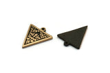 Brass Triangle Charm, 4 Raw Brass Triangle Charms With 1 Loop, Copper Motif Findings, Copper Ethnic Motif Charms (19x16x1.5mm) N2303