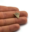 Brass Triangle Charm, 4 Raw Brass Triangle Charms With 1 Loop, Copper Motif Findings, Copper Ethnic Motif Charms (19x16x1.5mm) N2303