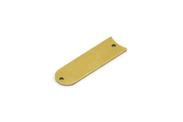 Brass D Shaped Charm, 12 Raw Brass D Shaped Charms With 2 Holes, Earrings, Findings (22x7x0.80mm) A3400