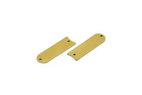 Brass D Shaped Charm, 12 Raw Brass D Shaped Charms With 2 Holes, Earrings, Findings (22x7x0.80mm) A3400