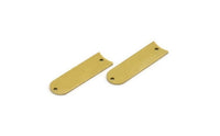 Brass D Shaped Charm, 12 Raw Brass D Shaped Charms With 2 Holes, Earrings, Findings (22x7x0.80mm) A3400
