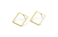 Brass Square Earring, 8 Raw Brass Square Stud Earrings (22x1mm) A1733 A2913