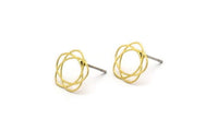 Brass Orbit Earring, 12 Raw Brass Orbit Stud Earrings (11mm) D0657 A2810