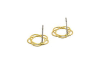 Brass Orbit Earring, 12 Raw Brass Orbit Stud Earrings (11mm) D0657 A2810
