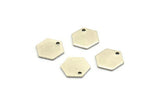 Silver Honeycomb Charm, 8 Antique Silver Plated Brass Hexagon Stamping Blank Tag Charms (12.5x1mm) D0090