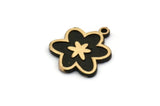 Brass Flower Charm, 2 Raw Brass Flower Charms With 1 Loop, Copper Charms, Findings (18x16x1.5mm) N2391