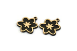 Brass Flower Charm, 2 Raw Brass Flower Charms With 1 Loop, Copper Charms, Findings (18x16x1.5mm) N2391