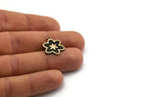 Brass Flower Charm, 2 Raw Brass Flower Charms With 1 Loop, Copper Charms, Findings (18x16x1.5mm) N2391