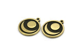 Brass Round Charm, 2 Raw Brass Round Charms With 1 Loop, Crescent Moon Findings (18x16x1.5mm) N2393