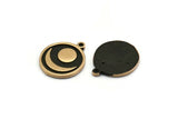Brass Round Charm, 2 Raw Brass Round Charms With 1 Loop, Copper Crescent Moon Findings (18x16x1.5mm) N2394