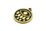 Brass Round Charm, 2 Raw Brass Round Charms With 1 Loop, Eye Findings, Brass Teardrop Findings (19x17x1.5mm) N2381