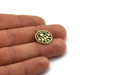 Brass Round Charm, 2 Raw Brass Round Charms With 1 Loop, Eye Findings, Brass Teardrop Findings (19x17x1.5mm) N2381