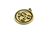 Brass Round Charm, 2 Raw Brass Round Charms With 1 Loop, Cloud Findings, Crescent Moon Findings (19x17x1.5mm) N2399