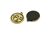 Brass Round Charm, 2 Raw Brass Round Charms With 1 Loop, Cloud Findings, Crescent Moon Findings (19x17x1.5mm) N2399