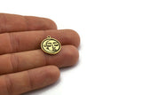 Brass Round Charm, 2 Raw Brass Round Charms With 1 Loop, Cloud Findings, Crescent Moon Findings (19x17x1.5mm) N2399