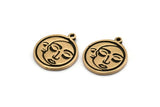 Brass Round Charm, 2 Raw Brass Round Charms With 1 Loop, Copper Cloud Findings, Copper Crescent Moon Findings (19x17x1.5mm) N2400