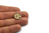 Brass Round Charm, 2 Raw Brass Round Charms With 1 Loop, Copper Cloud Findings, Copper Crescent Moon Findings (19x17x1.5mm) N2400