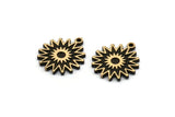Brass Sun Charm, 4 Raw Brass Sun Charms With 1 Loop, Findings, Copper Sun Charms (18x16x1.4mm) N2388