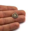 Brass Sun Charm, 4 Raw Brass Sun Charms With 1 Loop, Findings, Copper Sun Charms (18x16x1.4mm) N2388