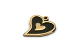Brass Heart Charm, 4 Raw Brass And Raw Copper Heart Charms With 1 Loop, Copper Charms, Copper Findings (18x15x1.5mm) N2385