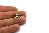 Brass Heart Charm, 4 Raw Brass And Raw Copper Heart Charms With 1 Loop, Copper Charms, Copper Findings (18x15x1.5mm) N2385