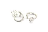 Silver Moon Ring, 925 Silver 6 Claw Ring For Natural Stones N1052