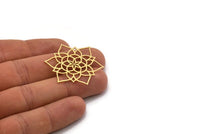 Brass Flower Charm, 2 Raw Brass Flower Shaped Charms, Charm Pendants, Earring Findings (38.5x33x0.60mm) SMP0235