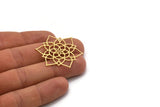 Brass Flower Charm, 2 Raw Brass Flower Shaped Charms, Charm Pendants, Earring Findings (38.5x33x0.60mm) SMP0235