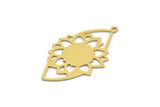 Brass Flower Charm, 4 Raw Brass Flower Shaped Charms With 1 Loop, Findings (35x21x0.60mm) SMP0238