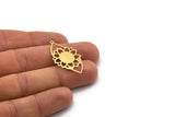 Brass Flower Charm, 4 Raw Brass Flower Shaped Charms With 1 Loop, Findings (35x21x0.60mm) SMP0238