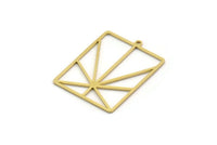 Brass Rectangle Charm, 4 Raw Brass Rectangle Charms With 1 Loop, Earrings, Pendants, Findings (33x25x0.80mm) SMP0239