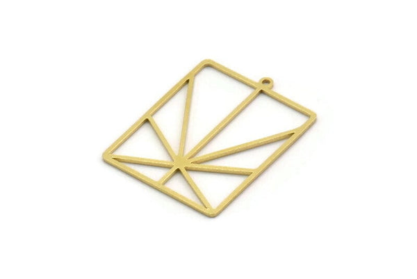 Brass Rectangle Charm, 4 Raw Brass Rectangle Charms With 1 Loop, Earrings, Pendants, Findings (33x25x0.80mm) SMP0239