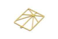 Brass Rectangle Charm, 4 Raw Brass Rectangle Charms With 1 Loop, Earrings, Pendants, Findings (33x25x0.80mm) SMP0239