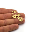 Brass Mushroom Charm, 4 Raw Brass Mushroom Charms With 1 Loop, Charm Pendants (44x23x0.60mm) SMP0243